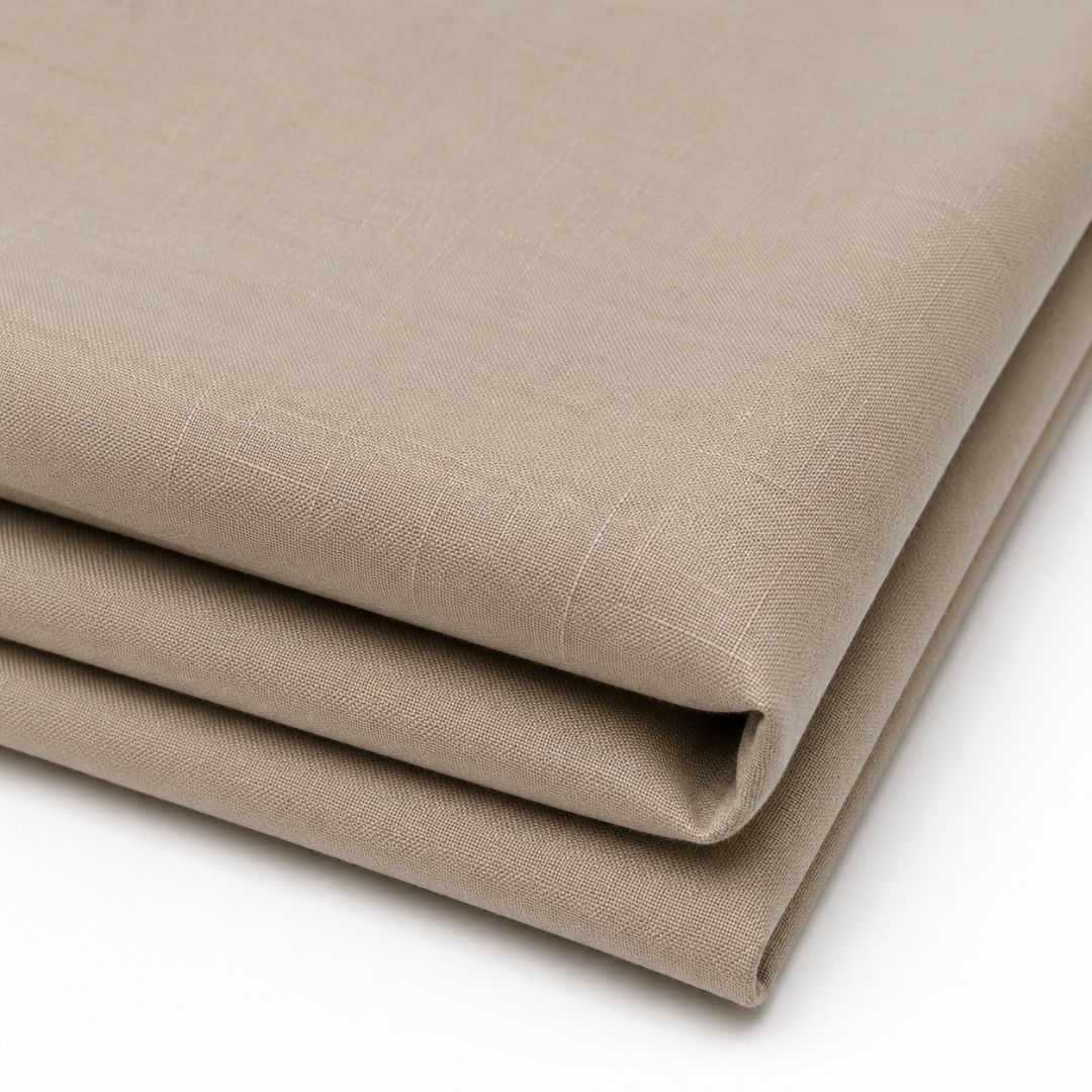 Khaki Plain Linen Fabric